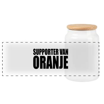 Supporter van oranje - Boîte à biscuits avec couvercle en bois - blanc - Devant