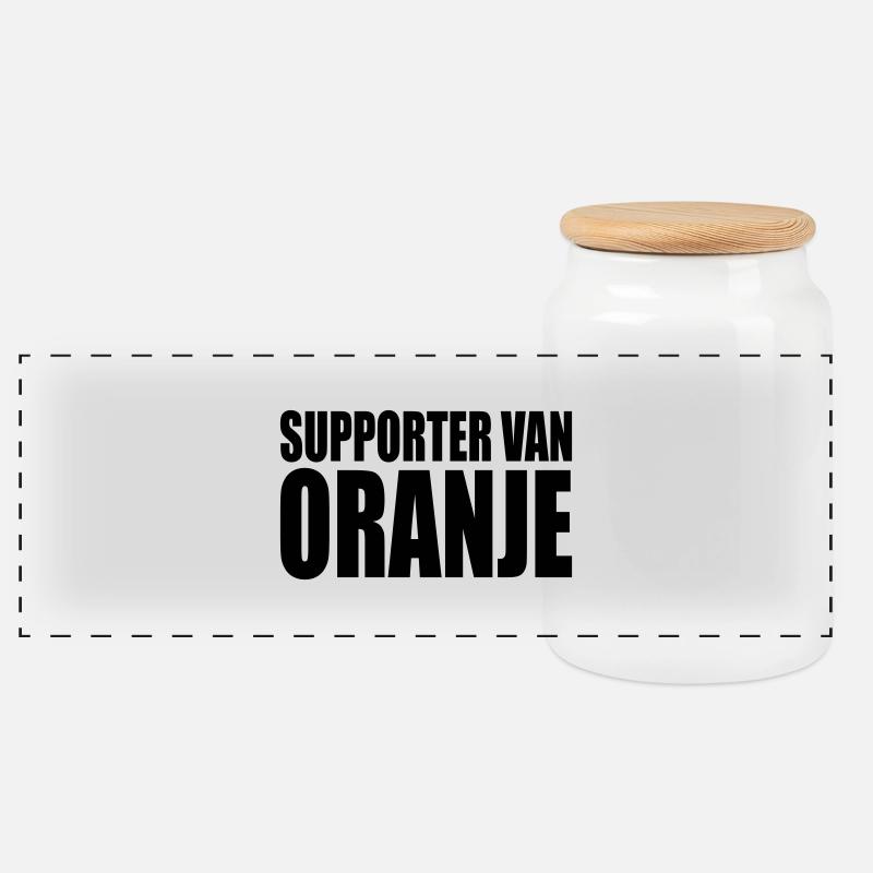 Supporter van oranje - Panorama Keksdose mit Holzdeckel - Weiß
