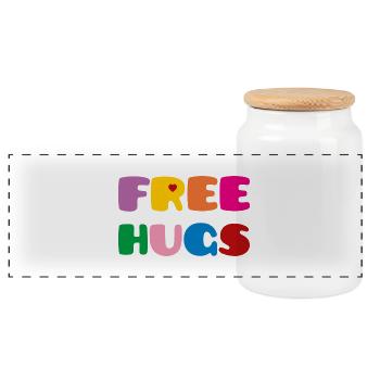 Free Hugs - Panorama Keksdose mit Holzdeckel - Weiß - Vorne