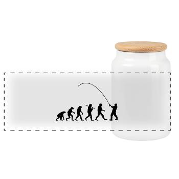 Evolution pecheur - Boîte à biscuits avec couvercle en bois - blanc - Devant