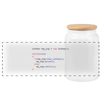 drink_coffe_c ++ - Panorama Keksdose mit Holzdeckel - Weiß - Vorne