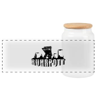 Ruhrpott Skyline - Panorama Keksdose mit Holzdeckel - Weiß - Vorne