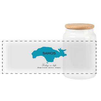 Samos Leben - Panorama Keksdose mit Holzdeckel - Weiß - Vorne