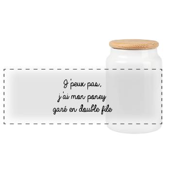 Je peux pas j'ai mon poney garé en double file - Boîte à biscuits avec couvercle en bois - blanc - Devant