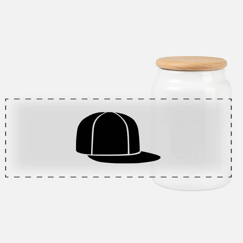 Baseball cap - Panorama Keksdose mit Holzdeckel - Weiß