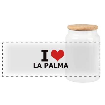 I LOVE LA PALMA - Panorama Keksdose mit Holzdeckel - Weiß - Vorne