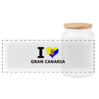J'AIME GRAN CANARIA FLAG - Boîte à biscuits avec couvercle en bois - blanc - Devant