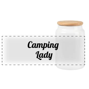 Camping Lady - Panorama Keksdose mit Holzdeckel - Weiß - Vorne