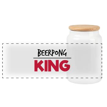 Beerpong King - Panorama Keksdose mit Holzdeckel - Weiß - Vorne