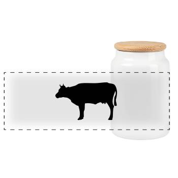 Vache - Boîte à biscuits avec couvercle en bois - blanc - Devant
