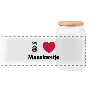 I Love Maaskantje - Panorama Keksdose mit Holzdeckel - Weiß - Vorne