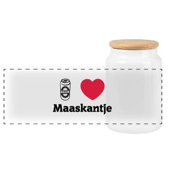 I Love Maaskantje Klein - Panorama Keksdose mit Holzdeckel - Weiß - Vorne