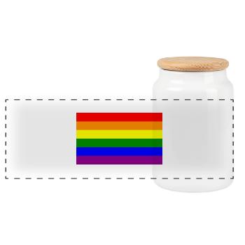 drapeau gay - Boîte à biscuits avec couvercle en bois - blanc - Devant