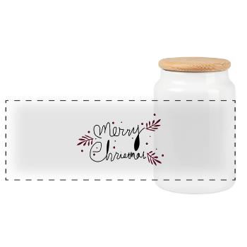 Merry Christmas typo 1 c2 - Panoramic Cookie Jar with Wooden Lid - white - Front