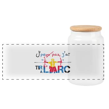 Sweatshirt J'peux pas j'ai tir à l'arc - couleur - Boîte à biscuits avec couvercle en bois - blanc - Devant