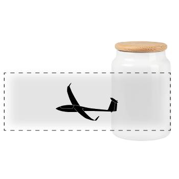 Segelflugzeug Geschenk Ventus - Panorama Keksdose mit Holzdeckel - Weiß - Vorne