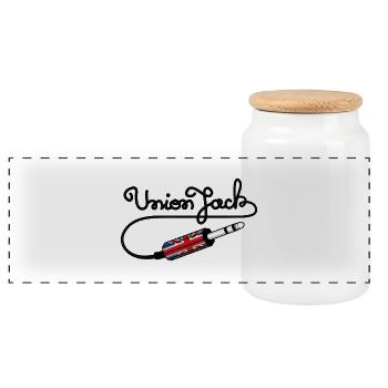 Union Jack - Boîte à biscuits avec couvercle en bois - blanc - Devant