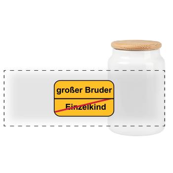 großer Bruder - Panorama Keksdose mit Holzdeckel - Weiß - Vorne