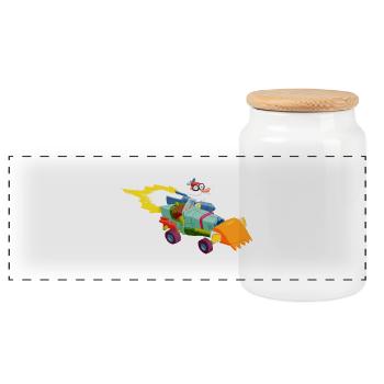 ProfPoff - Panoramic Cookie Jar with Wooden Lid - white - Front