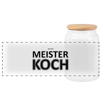 Koch / / Master Chef / / Four Stars / / master - Panoramic Cookie Jar with Wooden Lid - white - Front