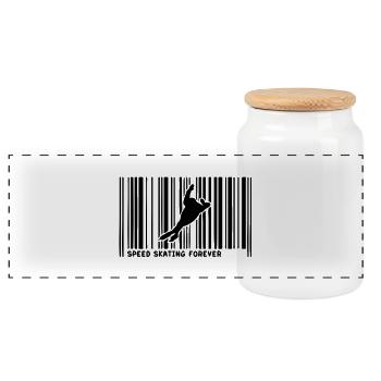 code barre speed skating skateur2 - Boîte à biscuits avec couvercle en bois - blanc - Devant