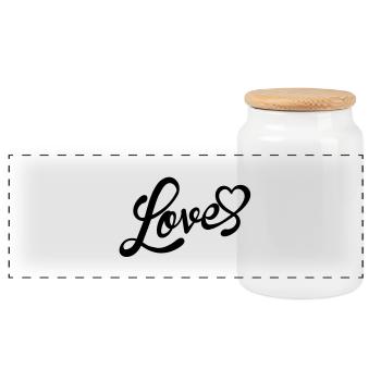 love - Panorama Keksdose mit Holzdeckel - Weiß - Vorne