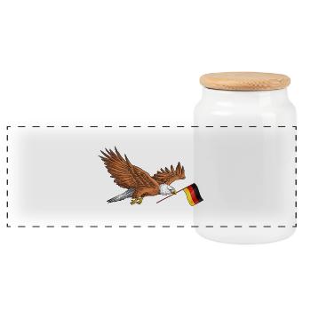 Deutscher Adler - Panorama Keksdose mit Holzdeckel - Weiß - Vorne