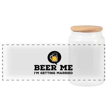 Beer Me I am Getting Married Bachelor Party - Panoramic Cookie Jar with Wooden Lid - white - Front