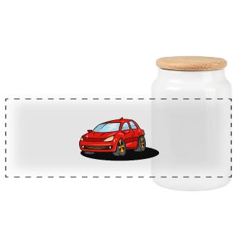 red_car - Panorama Keksdose mit Holzdeckel - Weiß - Vorne