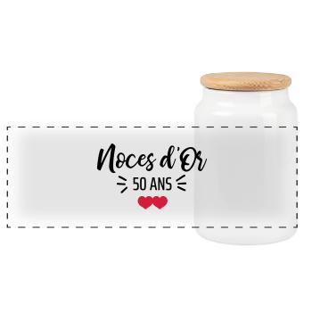 noces d'Or - Boîte à biscuits avec couvercle en bois - blanc - Devant