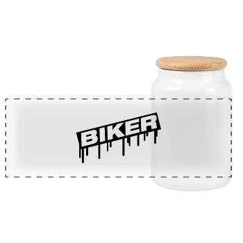 biker_logo_grunge_fa1 - Boîte à biscuits avec couvercle en bois - blanc - Devant