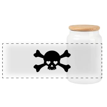 eyes skull - Panoramic Cookie Jar with Wooden Lid - white - Front