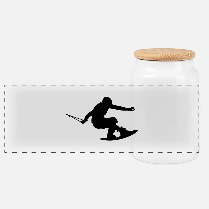 wakeboarder_15 - Panoramic Cookie Jar with Wooden Lid - white