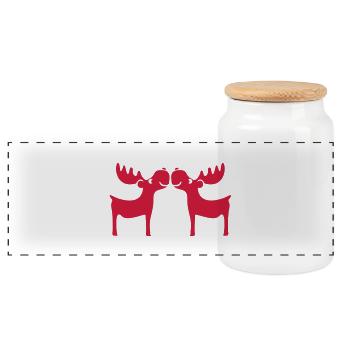 Moose renne cerf noël Rudolf nez - Boîte à biscuits avec couvercle en bois - blanc - Devant