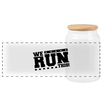 we_run_this_tk1 - Panoramic Cookie Jar with Wooden Lid - white - Front