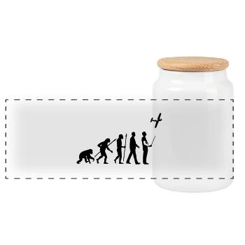 evolution_modellflieger_b_1c - Boîte à biscuits avec couvercle en bois - blanc - Devant