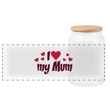 maman - Boîte à biscuits avec couvercle en bois - blanc - Devant