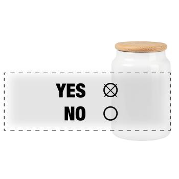 YES NO - Panoramic Cookie Jar with Wooden Lid - white - Front