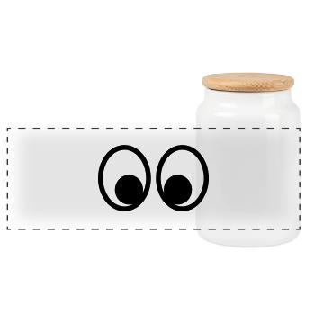 Eyes - Panoramic Cookie Jar with Wooden Lid - white - Front