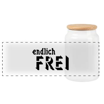 endlich FREI - Panorama Keksdose mit Holzdeckel - Weiß - Vorne