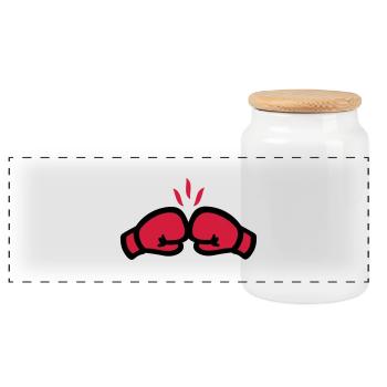 Boxing - Panoramic Cookie Jar with Wooden Lid - white - Front
