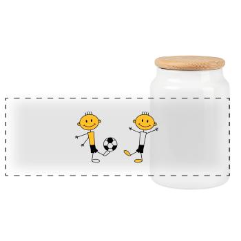 Play Soccer Boys - Panoramic Cookie Jar with Wooden Lid - white - Front