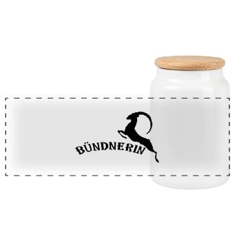 Bündnerin - Panorama Keksdose mit Holzdeckel - Weiß - Vorne