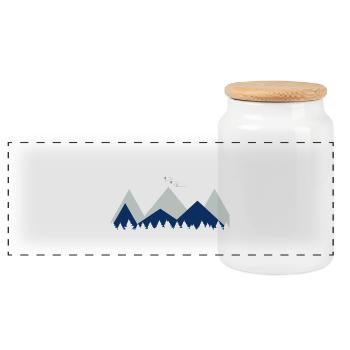 Ski - Boîte à biscuits avec couvercle en bois - blanc - Devant