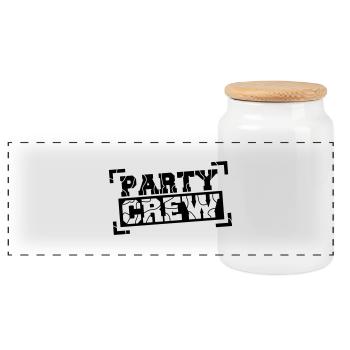 Party Crew Design - Panoramic Cookie Jar with Wooden Lid - white - Front