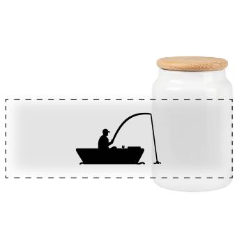Angler Fisher - Panoramic Cookie Jar with Wooden Lid - white - Front