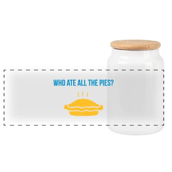 who ate all the pies - Panoramic Cookie Jar with Wooden Lid - white - Front