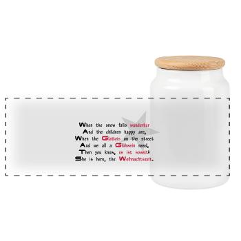 Spruch Weihnachten - Panorama Keksdose mit Holzdeckel - Weiß - Vorne