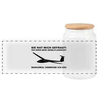 Manchmal vermisse ich sie. Segelflieger T-Shirt - Panorama Keksdose mit Holzdeckel - Weiß - Vorne