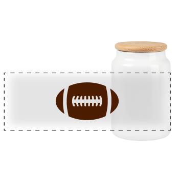 rugby ball - Panoramic Cookie Jar with Wooden Lid - white - Front